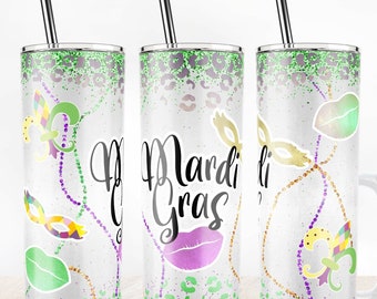 Mardi Gras Tumbler, 20oz Tumbler, Stainless Steel Tumbler