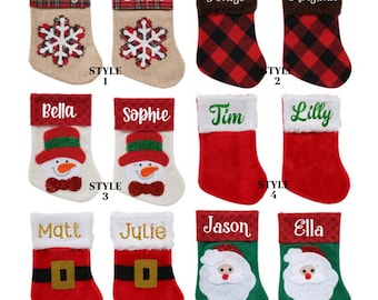 ON SALE Set of 2 Personalized Mini Christmas Stockings, Cute Stockings for Kids, Gift Card Holder, Mini Stocking, Small Christmas Stockings