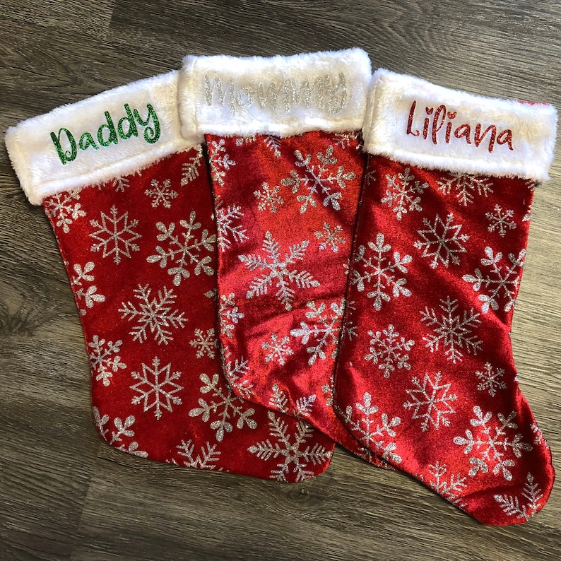 ON SALE Personalized Christmas Stockings Glitter Names Etsy