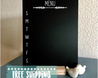 Menu Chalkboard, Kitchen Sign, Meal Planning Board, Weekly Menu, Dinner Menu, Countertop Chalkboard Sign, Chalkboard Menu, Kitchen Decor