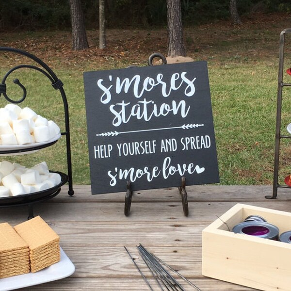 Wooden S'mores Sign, Wedding, Party, Spread s'more love, "chalkboard", Wedding Decor, Event Decor, love you s'more, roast a marshmallow