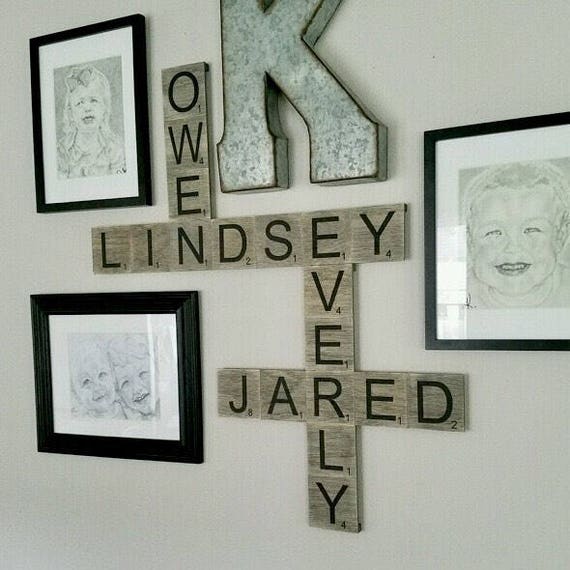 Scrabble Letter Wall Art Scrabble Letters Family Names Wall Etsy