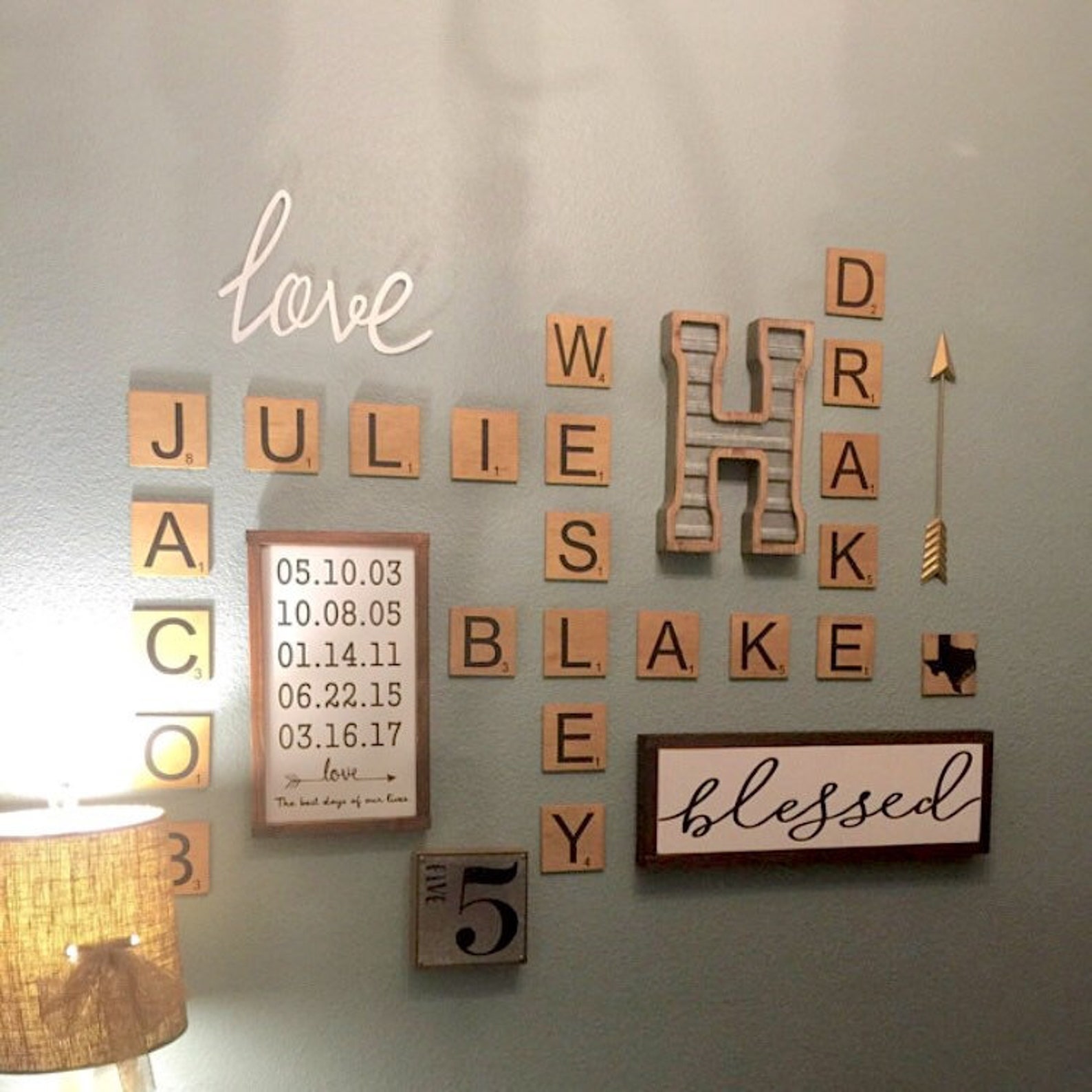 Scrabble Letter Wall Art Scrabble Letters Family Names Wall Etsy