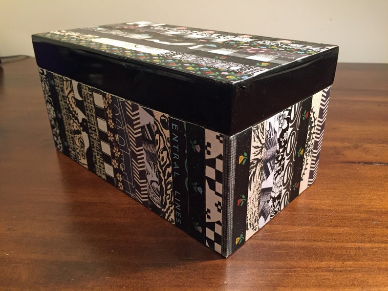 Large black storage box 8.5 x 4.5 collage with vintage Etsy