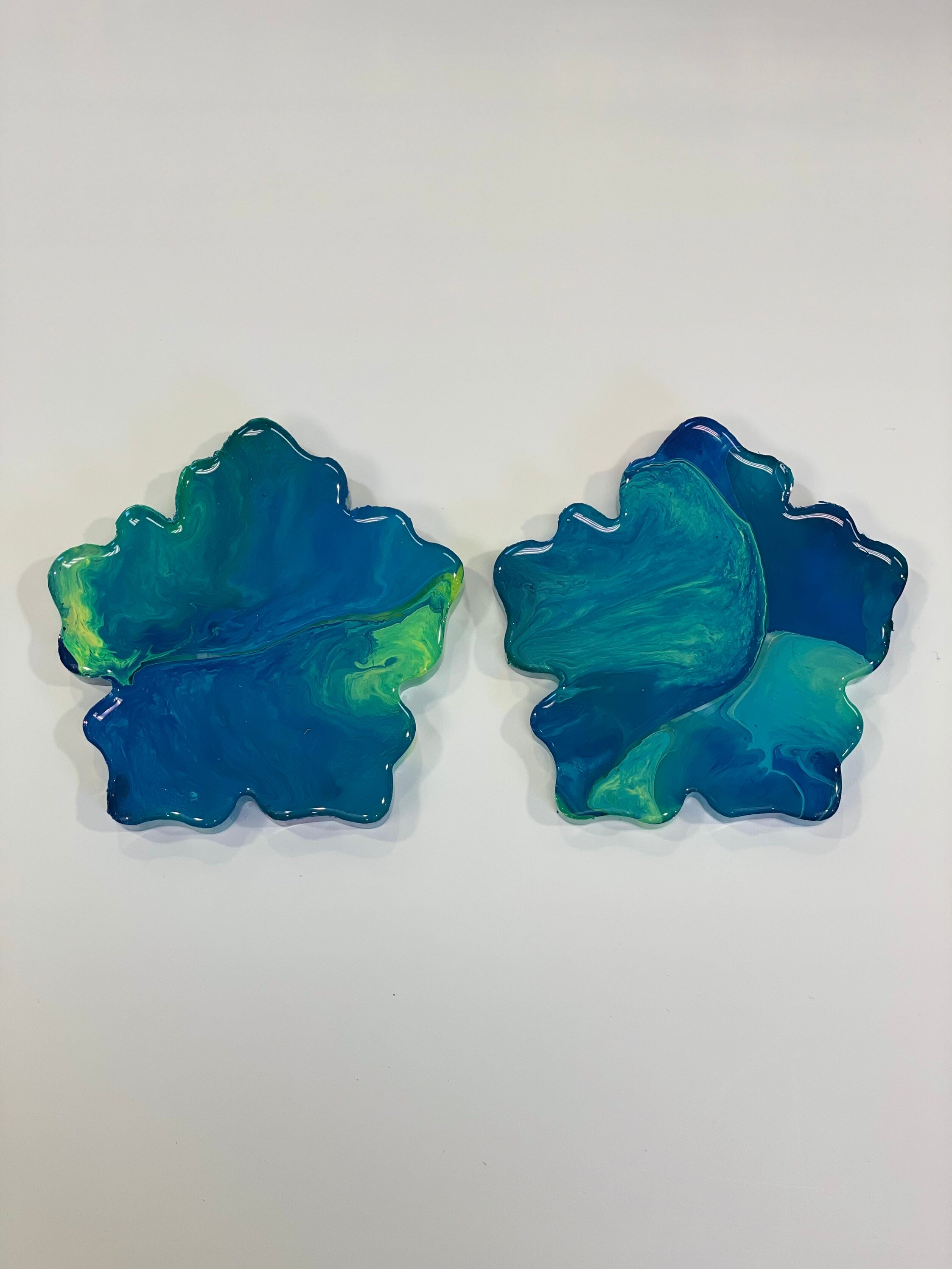 Blaues und grünes Blumenform Untersetzer Set Einzigartiges | Etsy