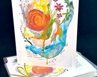 Abstract Nature  Watercolor Print Card Set -  set of 4 boxed with envelopes