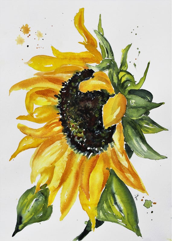 ORIGINAL Watercolor Sunflower Painting , Floral Painting, Original Art Wall  Hanging, Watercolor Painting - Etsy