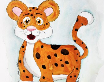 Jayden the Jaguar - Baby Jaguar - PRINT of Original Watercolor Painting