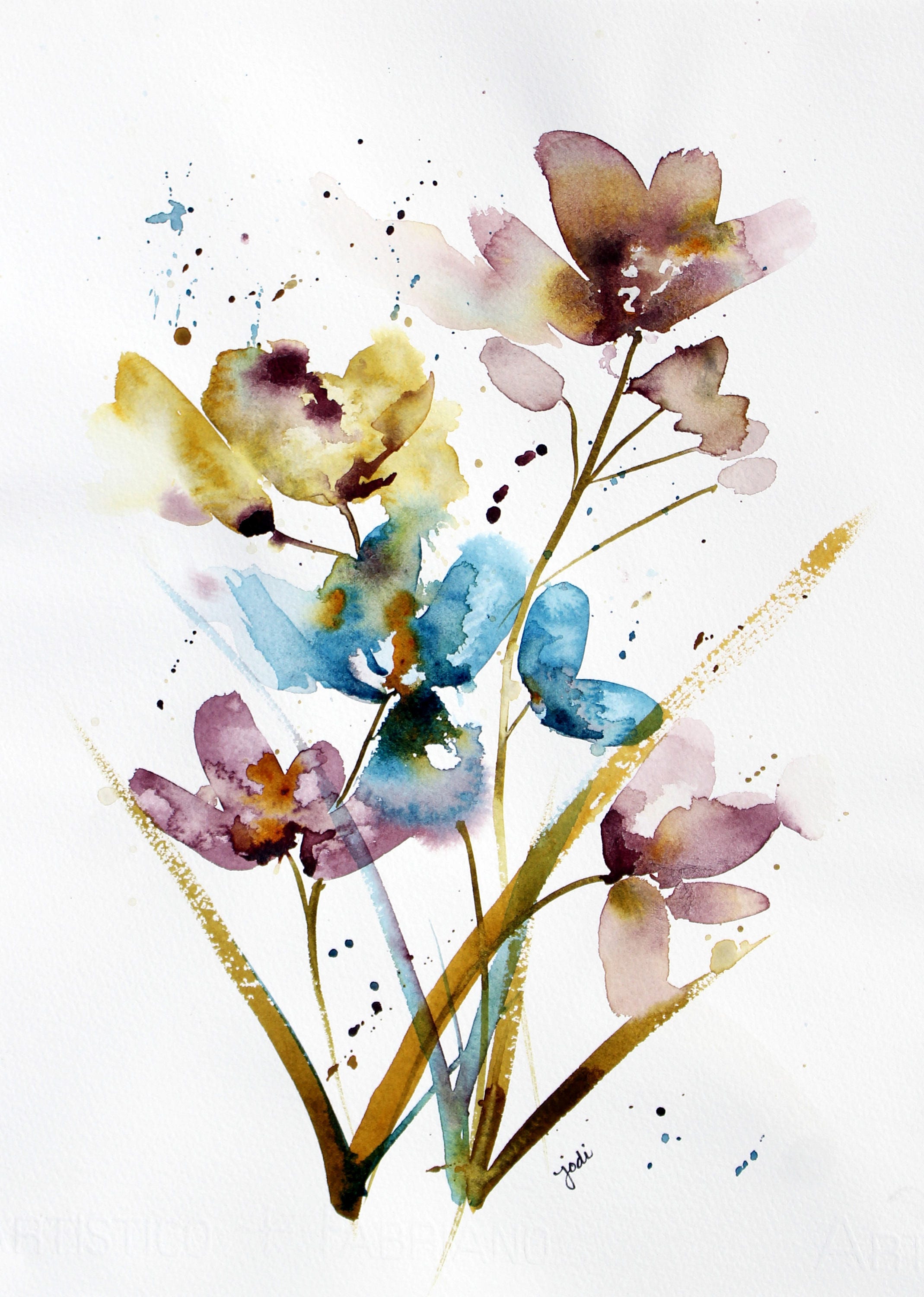 Floral Abstract Botanical Watercolor Print Flower Painting | Etsy