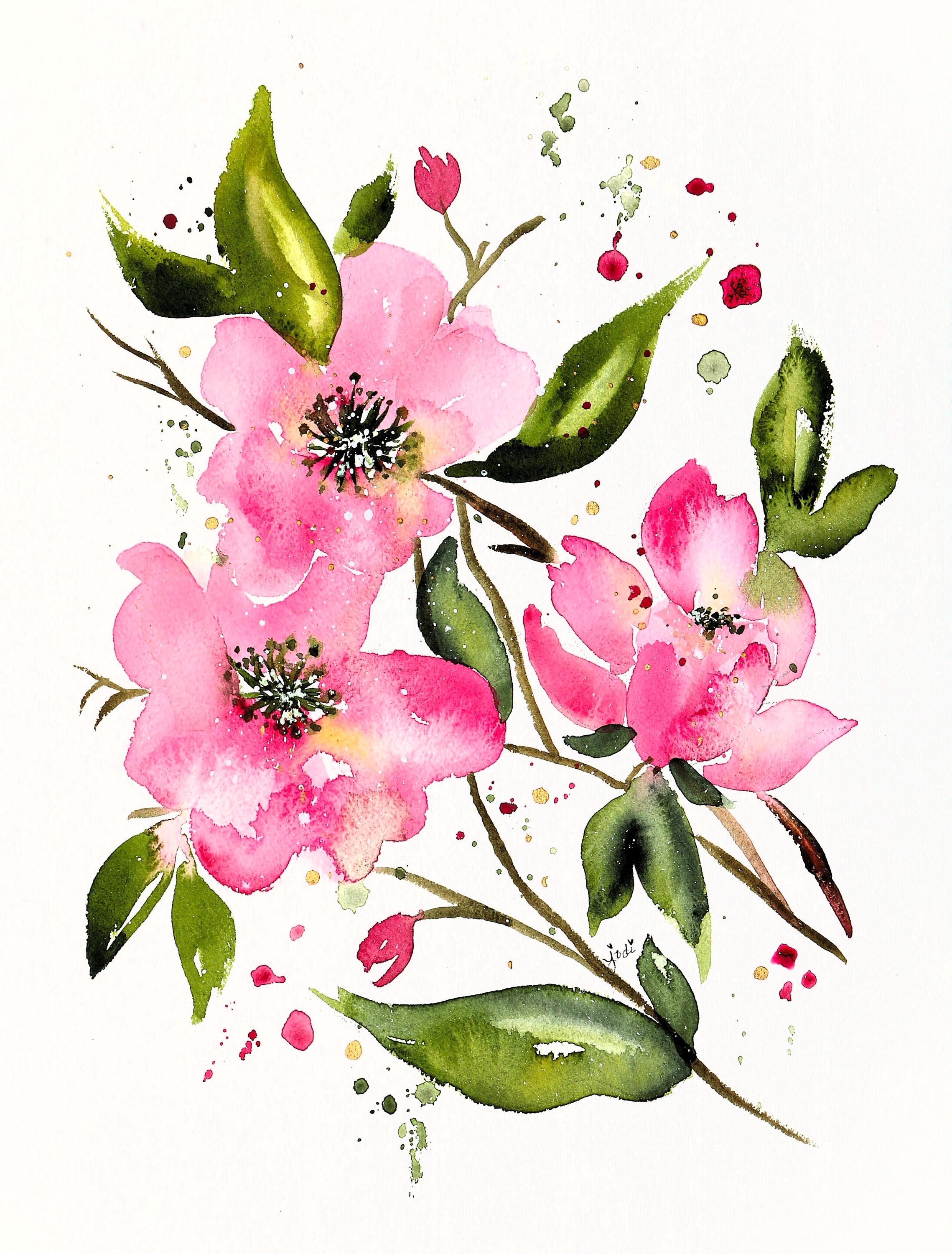 Pink Dogwood Flowers Original Watercolor 11x14 - Etsy
