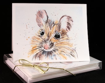 Set of Original PRINT Watercolor Baby Mouse cards, Animal Note Cards/Greeting Cards (Set of Four)watercolor Cards