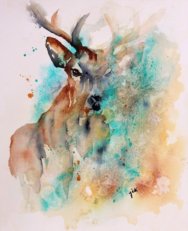 Deer Watercolor Print of Original Painting Watercolor Buck - Etsy