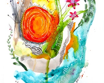 Keep Room in your Heart for the Unimaginable PRINT of abstract watercolor painting