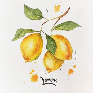 Original watercolor painting 11x14- summer lemons, Lemon painting, lemon decor, kitchen decor