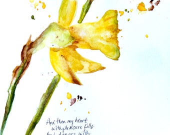 Dancing Daffodil Botanical Watercolor Print of Original Painting