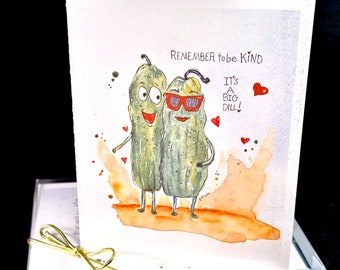 Pickle Watercolor Print Card Set - Remember to be Kind - it’s a BIG DILL!