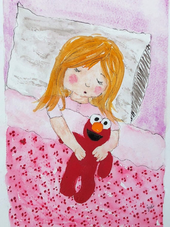 Sweet Dream And Bestie Watercolor Print Elmo Painting Elmo Etsy