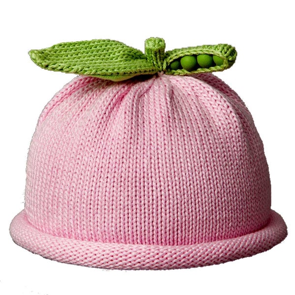 Sweet Pea Knit Hat, Pink, Hand Loomed Cotton Knit Cap for Baby & Toddler, Baby Shower Gift, Baby Gift, Free Shipping