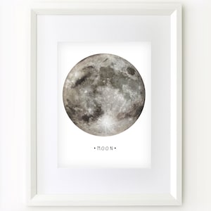 Mond - Sonnensystem - Planet - A6 Postkarte - A5/A4 Print - Weltraum - Universum - Celestial - Luna