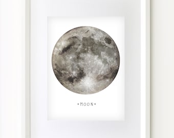 Moon - Solar System - Planet - A6 Postcard - A5/A4 Print - Space - Universe - Celestial - Luna