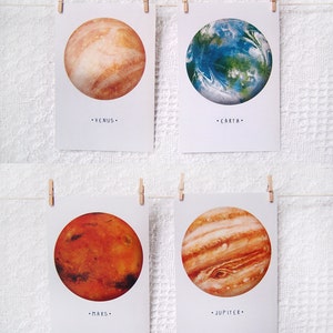 Solar System Planet A6 Postcards Planets Space Sun Mercury Venus Earth Mars Jupiter Saturn Uranus Neptune Pluto image 3