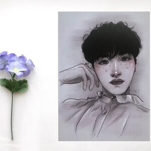 Seonghwa - ATEEZ - A5/A4 print - maigrün - Fanart- Zeichnung