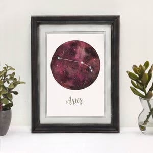 Sterrenbeeld • A6 Ansichtkaart Prints • Glitter • Astrologie • Sterrenbeeld • Ruimte • Nevel • Melkweg • Aquarel
