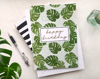 Monstera Deliciosa Print Birthday Card - A5