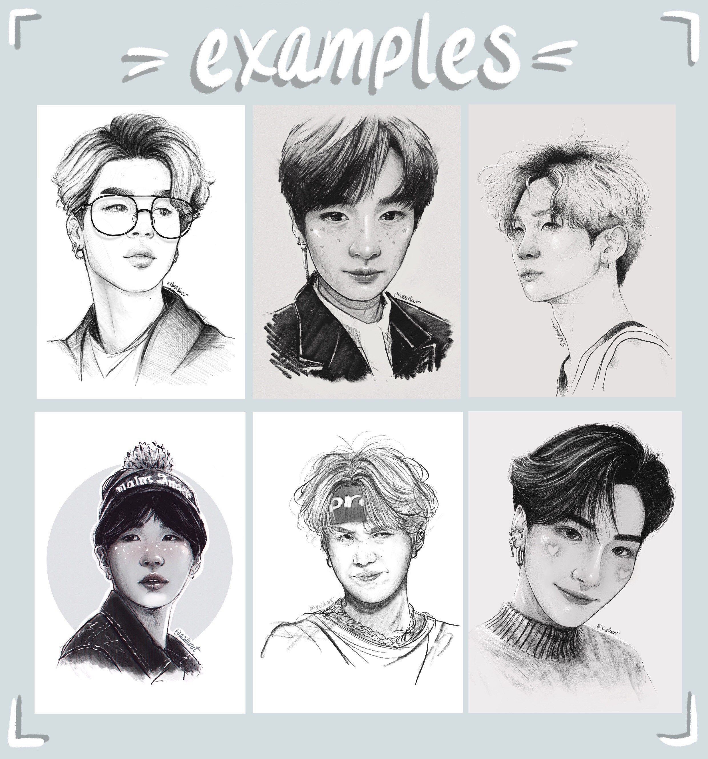 Custom Kpop Portraits Drawing Sketch Commissions Etsy Australia