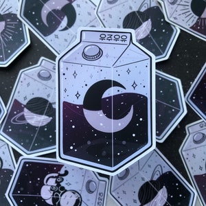 Space Milk Carton Vinyl Stickers - 우주 우유 - Gloss Matte Waterproof