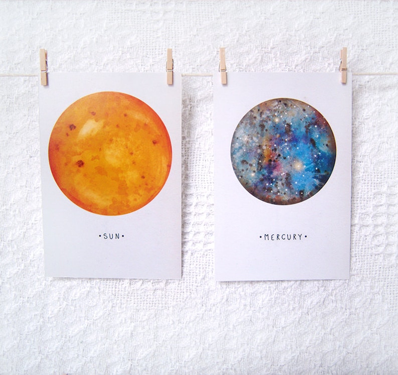 Solar System Planet A6 Postcards Planets Space Sun Mercury Venus Earth Mars Jupiter Saturn Uranus Neptune Pluto image 2