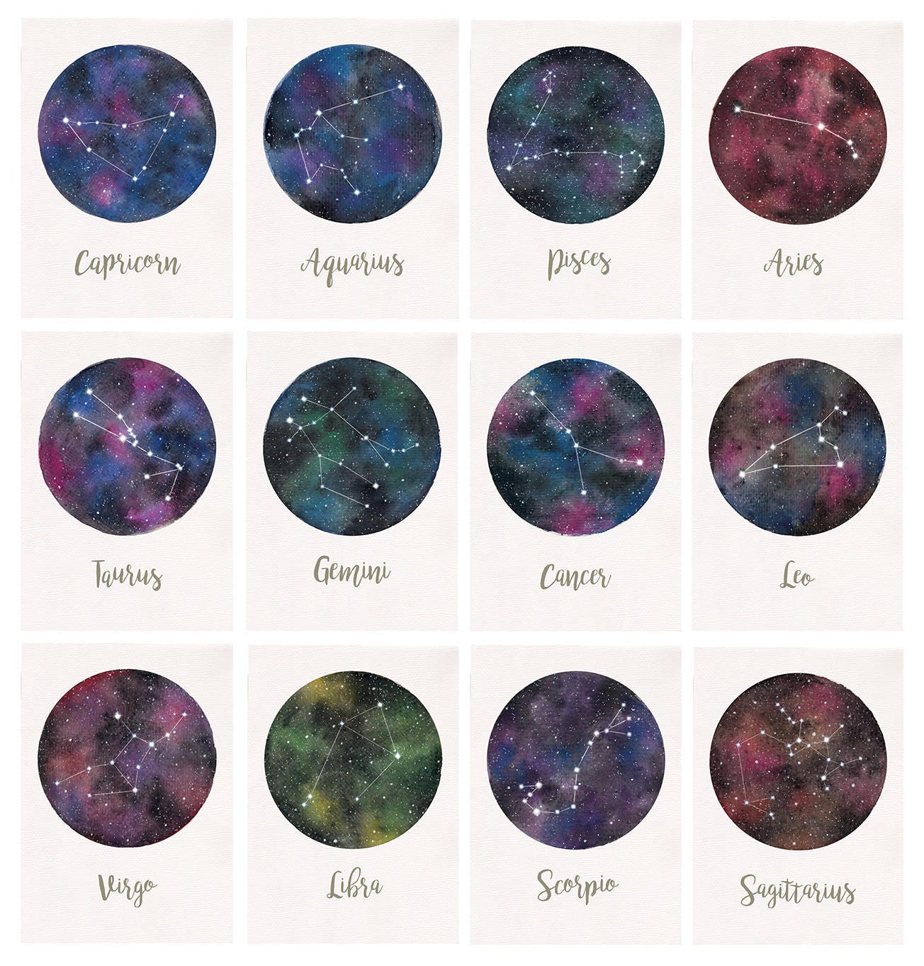Zodiac Constellation A6 Postcard Prints Glitter - Etsy