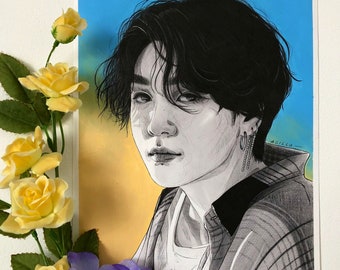 Jungkook - Original Painting Pen Drawing - A4 - BTS fanart - 방탄소년단 - Bangtan Sonyeondan