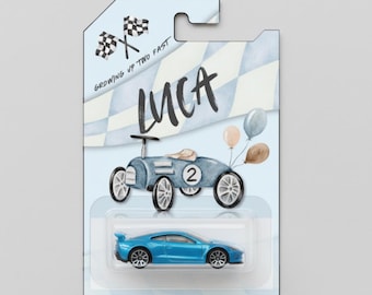 Editable Race Car Favor Tags Blue Toy Car Birthday Thank You Card Printable Two Fast Party Favor Custom Race Car Birthday Card