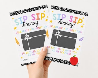 Cadeaukaarthouder voor de eerste schooldag voor de leerkracht, printbaar cadeaulabel voor de leerkracht, cadeaukaarthouder voor de eerste schooldag, bedankje voor de leerkracht
