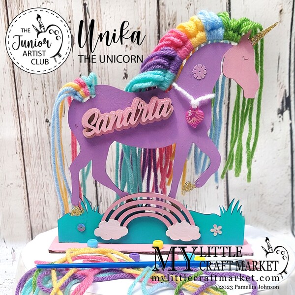 Personalized Kids Unicorn and Rainbow Arts and Crafts Kit. DIY paint yarn. Birthday gift, party favors, available in bulk