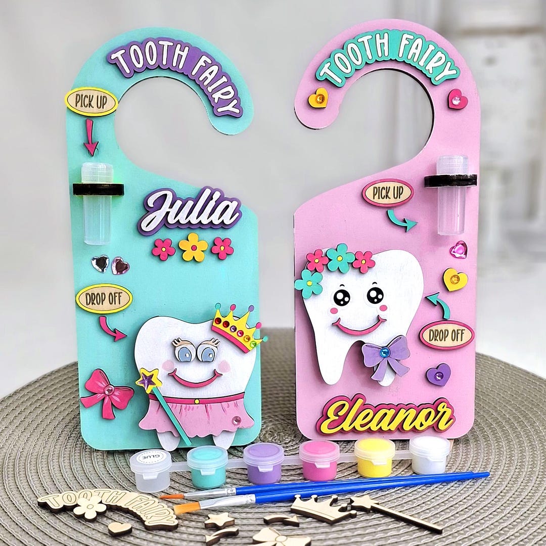 Personalized Tooth Fairy Door Hanger Craft Kit: Tooth Holder Paint Set ...