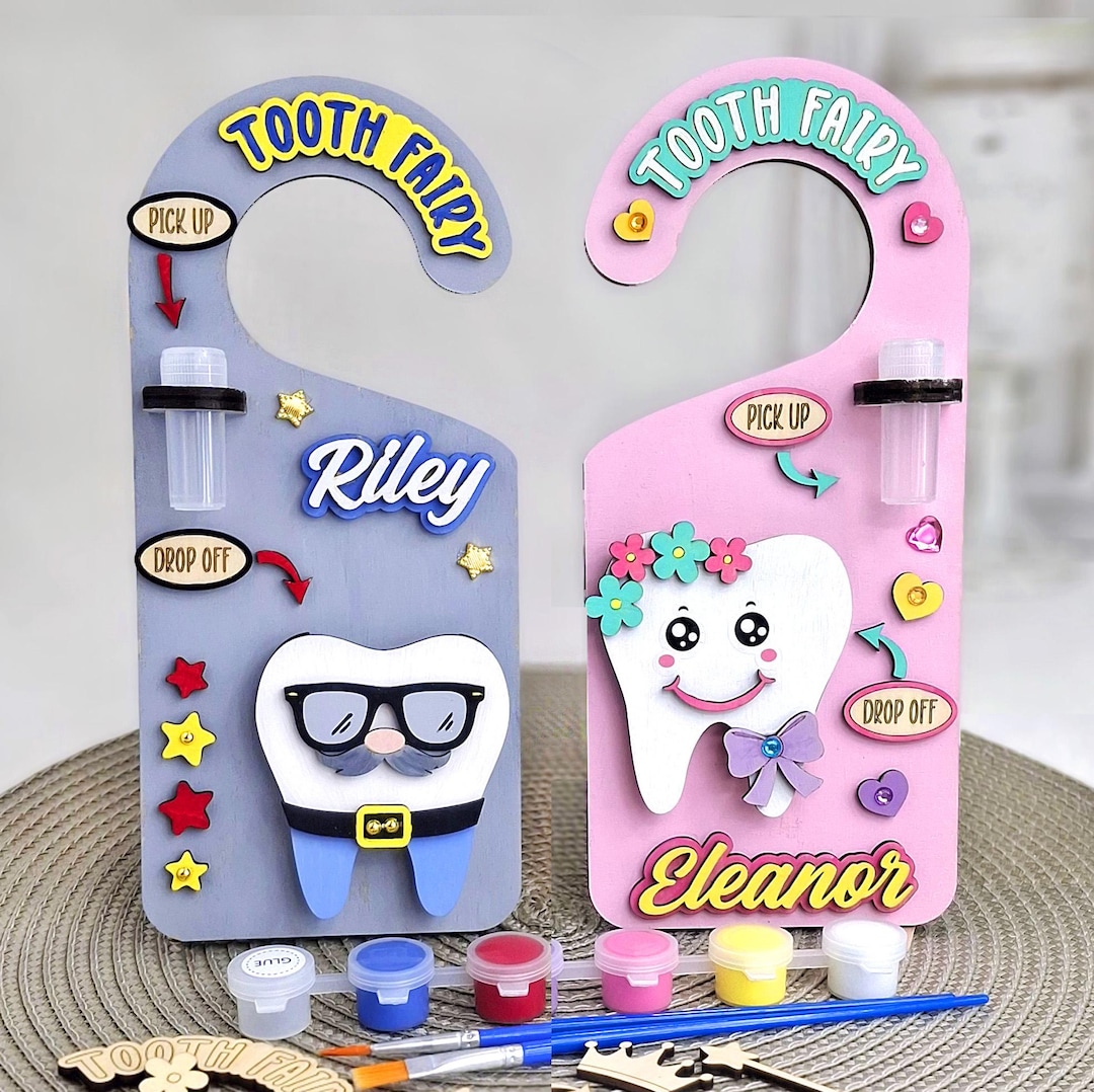 Personalized Tooth Fairy Door Hanger Paint Kit – Unisex Reversible