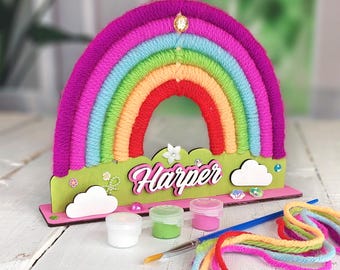 Rainbow Kids Crafts Kit. Personalized Macrame Activity, Sewing Project