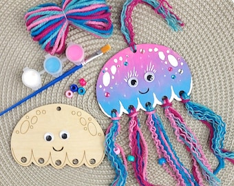 Personalized Jellyfish Paint & Macrame Kit: Ocean Theme Birthday Party Favor Craft