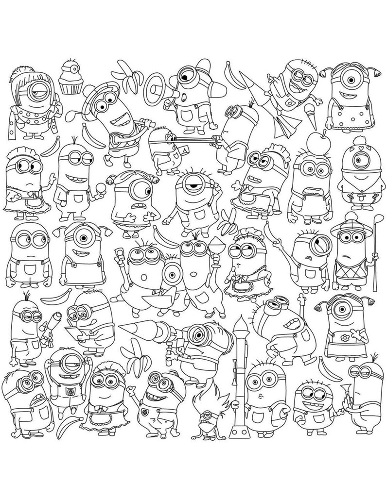 Minions Kleurplaten Afdrukbare Kleurende Paginas Etsy