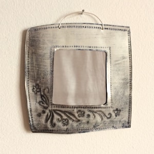 Little square mirror, recycled tin (please read the full description!) Due to tariffs currently NOT shipping to USA - See description