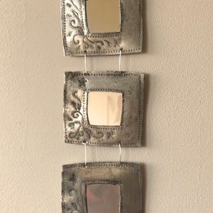 Small triple mirror, recycled metal (please read full description!) Due to imposed tariffs currently NOT shipping to USA - See description