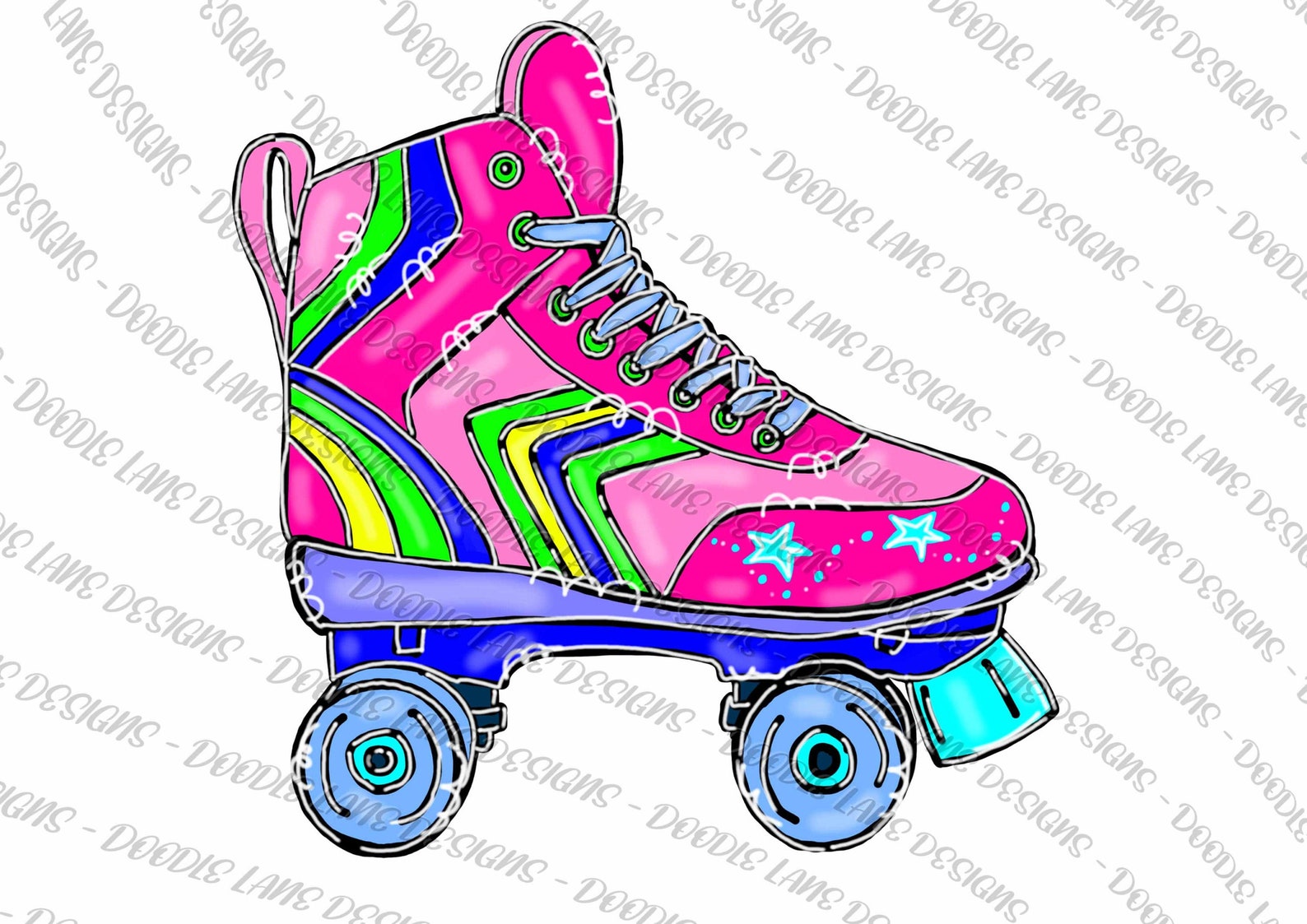 Pink Roller Skate Png File Doodle Art Hand Drawn. Etsy