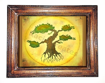 Digital Painting Download- Bonsai Tree Printable Art- Printable Digital Painting- Tree Painting Print-Downloadable Art Print-Bonsai Tree Art