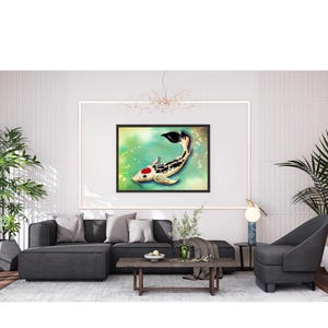 Koi Art Print Digital Painting Japanese Wall Decor