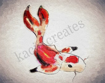 Red Koi Digital Painting Printable Download