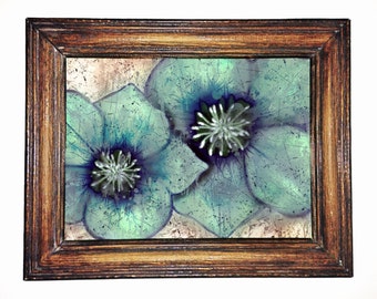 Printable Digital Painting- Blue Hellebore Flower Digital Art-Printable Flower Art- Flower Painting Print- Downloadable Digital Painting