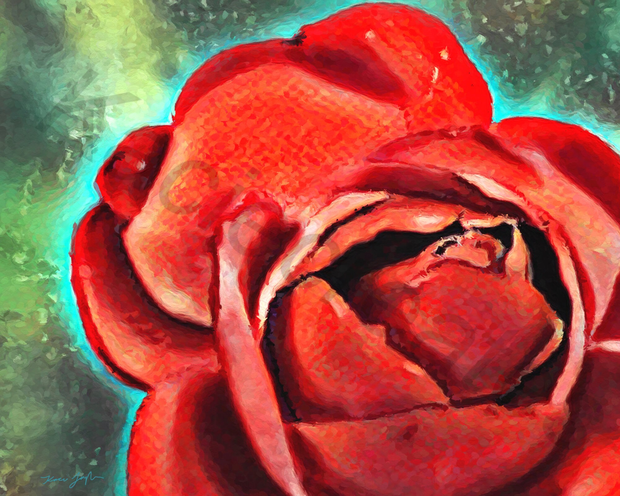 Red Rose Digital Painting Printable Download - Etsy