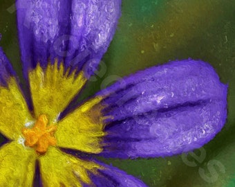 Yellow Purple Flower Digital Painting Printable Download